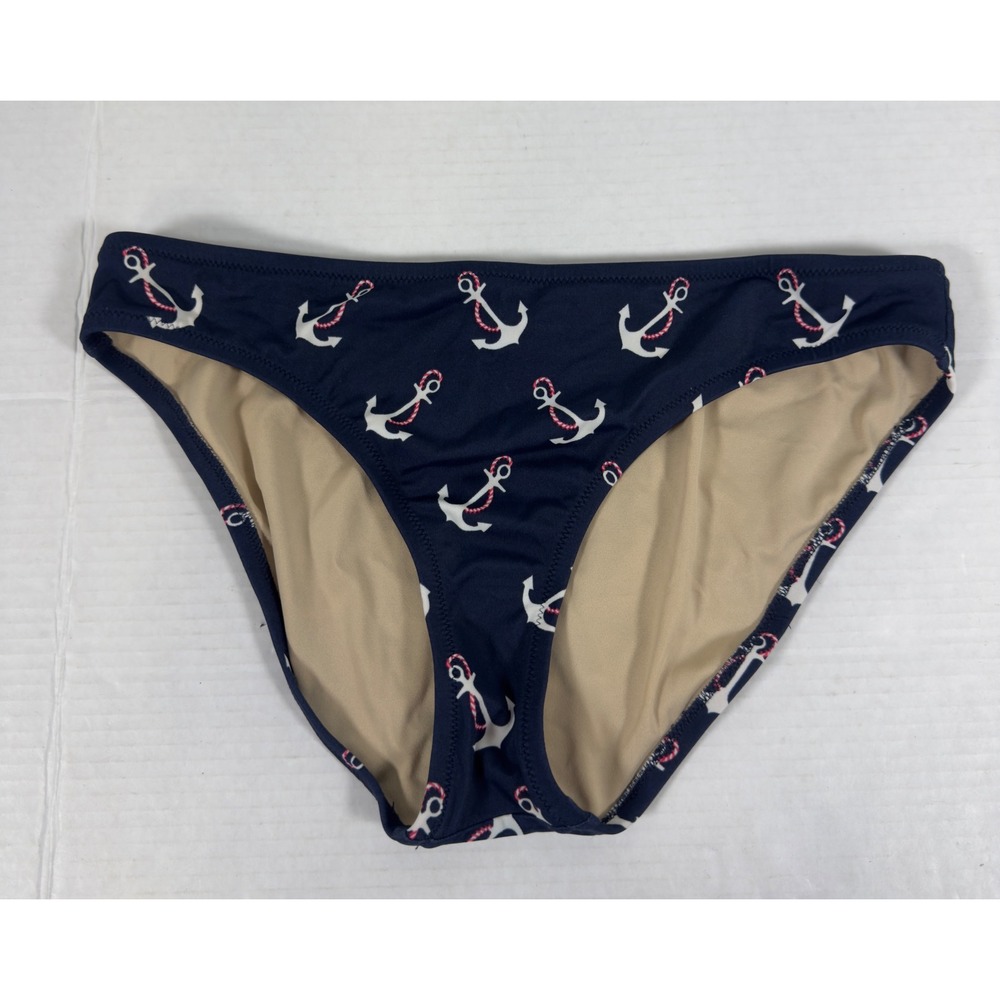J.Crew Bikini Bottom Womens Medium Navy Red Anchor Nautical Print Swimwear